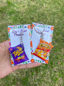 Takis and hot cheetos bag keychains
